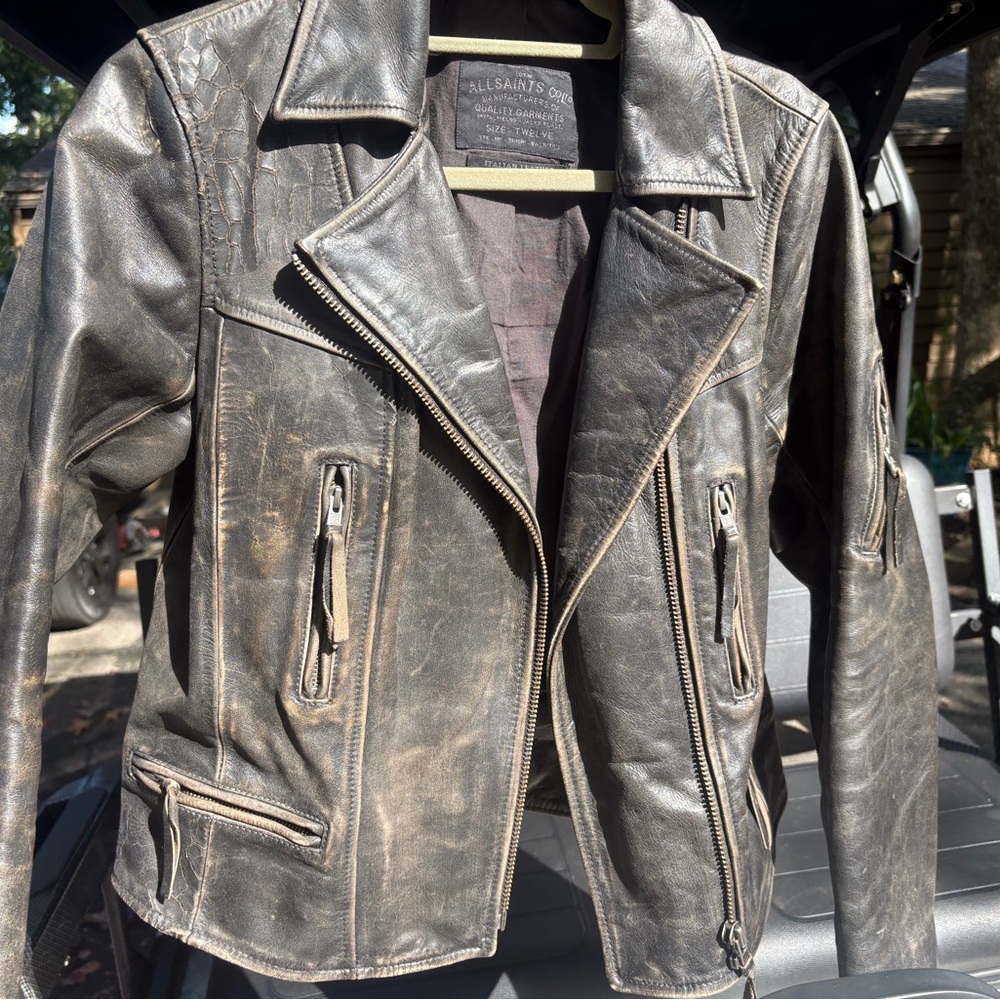 All Saints Distressed Leather Jacket